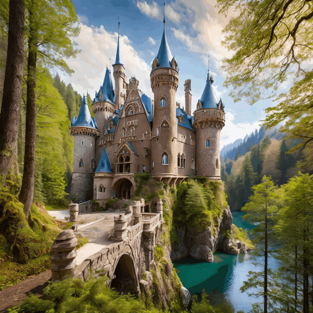 Illustration d’un château de conte de fées.